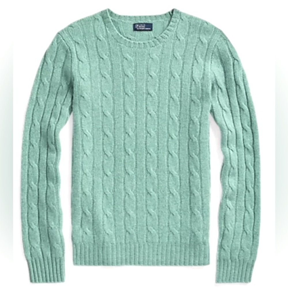 Polo Ralph Lauren Cable-Knit 100% Cashmere Sweater Color Light Mint